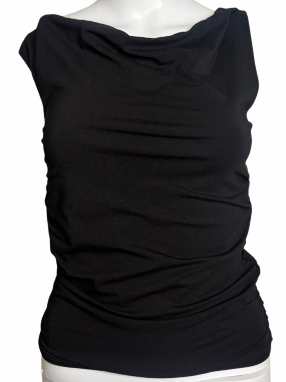Bobi Black Sleeveless Draped Neck Tank Top Size XS